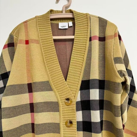BURBERRY Check Wool Blend Cardigan - Picture 6 of 13